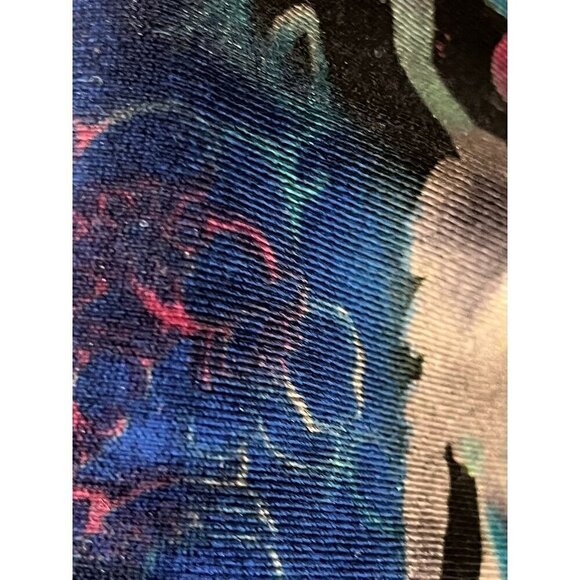 Badgley Mischka Velour Floral Top 2X Blue Retro Boho Western Coastal Preppy 80s - Picture 9 of 15